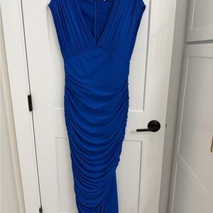 Elliatt Royal Blue Draped Pleated Dress